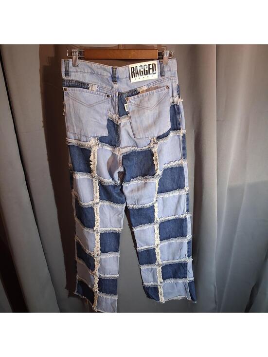 Denim - Ragged Jeans Patchwork Distressed Denim Pants Size 28